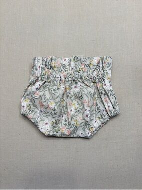 Floral Baby Bloomers - Light Cream with Pink & Green Print 3-6 Months